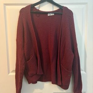 Hollister Deep Red Cardigan Sweater